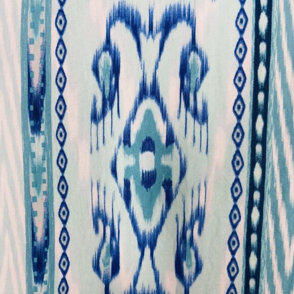 Chico’s Maxi Skirt Size 12/14 Abstract Boho Festival Stretch Blue Hippie Slits - Picture 8 of 8